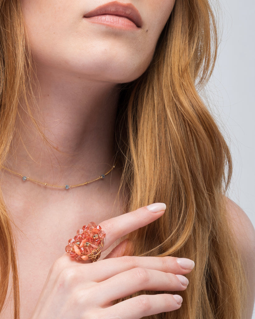 Coral gold ring. Desideri design