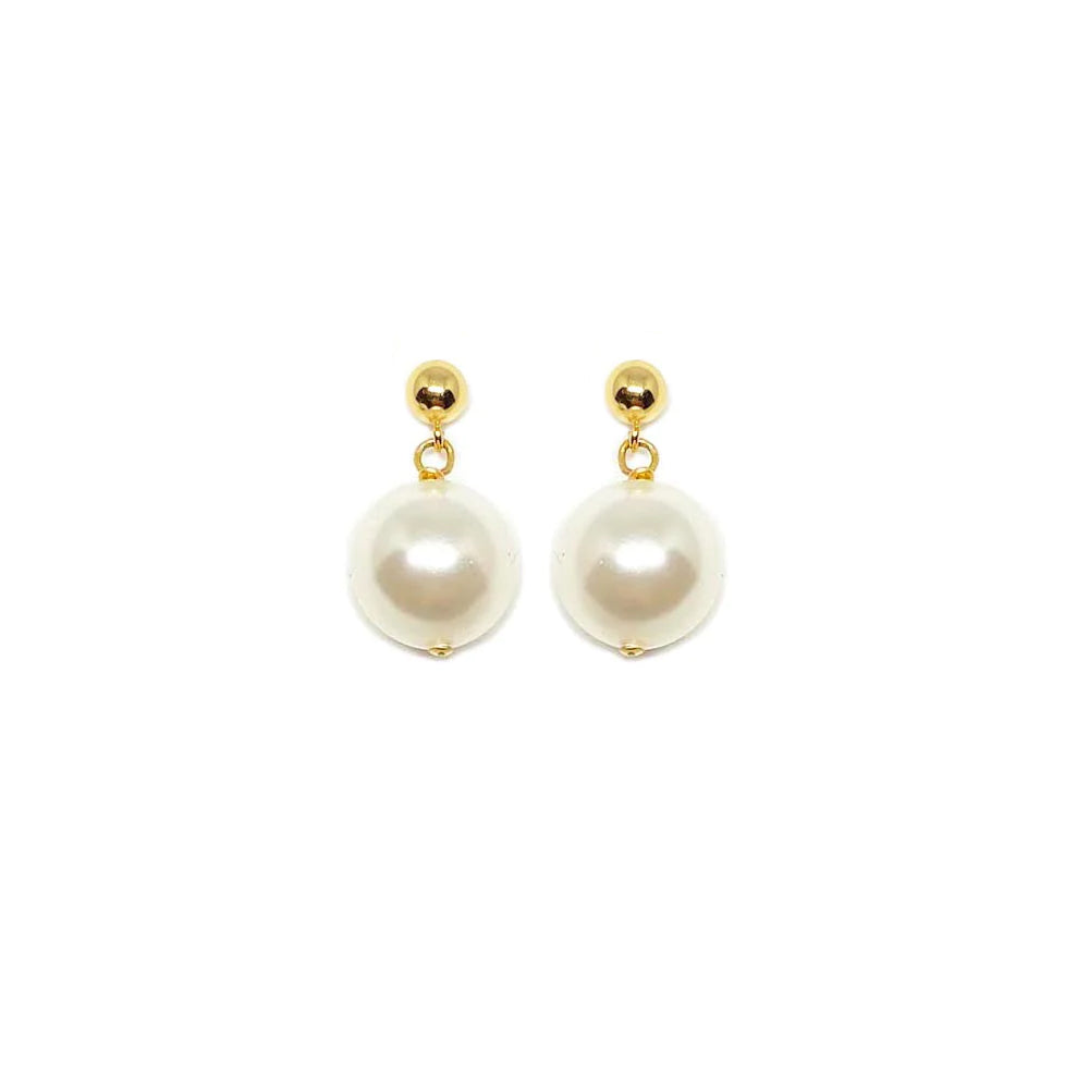 14k white pearl drop earrings