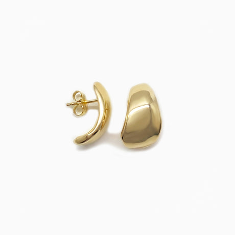 organic shaped gold huggins earrings