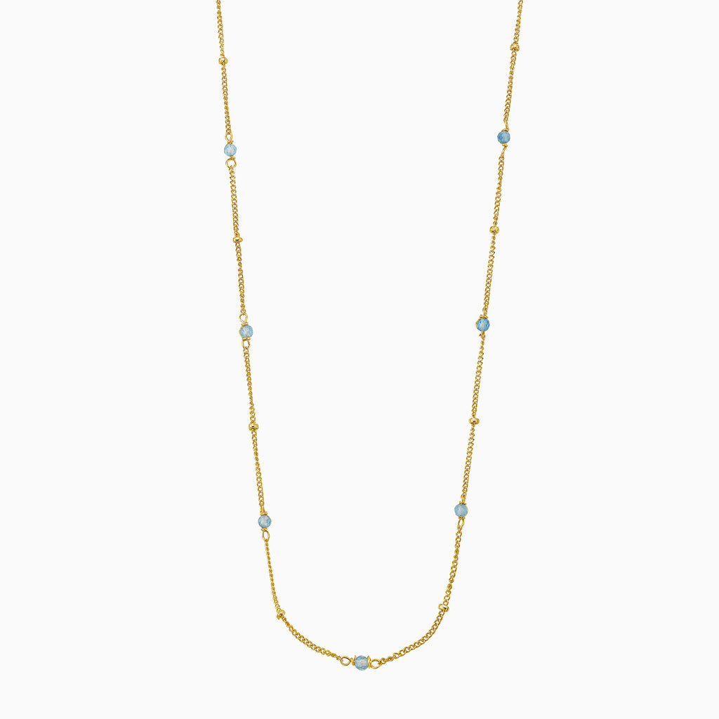 Aquamarine satellite beads necklace in gold