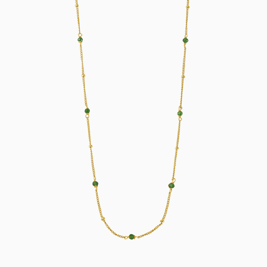 emerald green satellite gold necklace. 