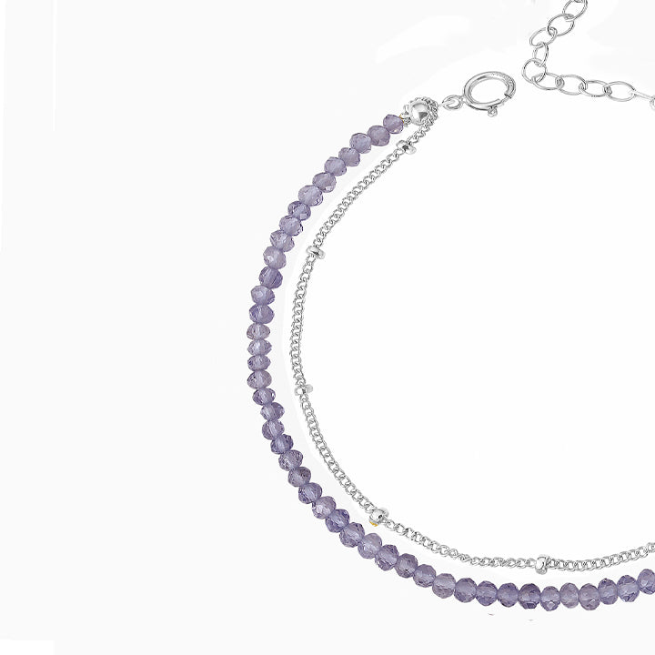 iolite violet beads silver bracelet