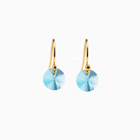Aquamarine colored crystal drop earrings in gold filled