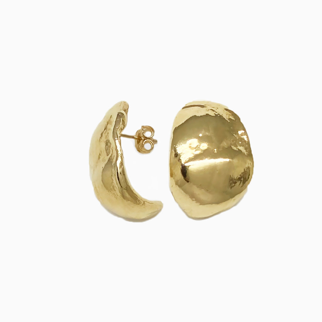 gold organic shaped large earrings. desideri design