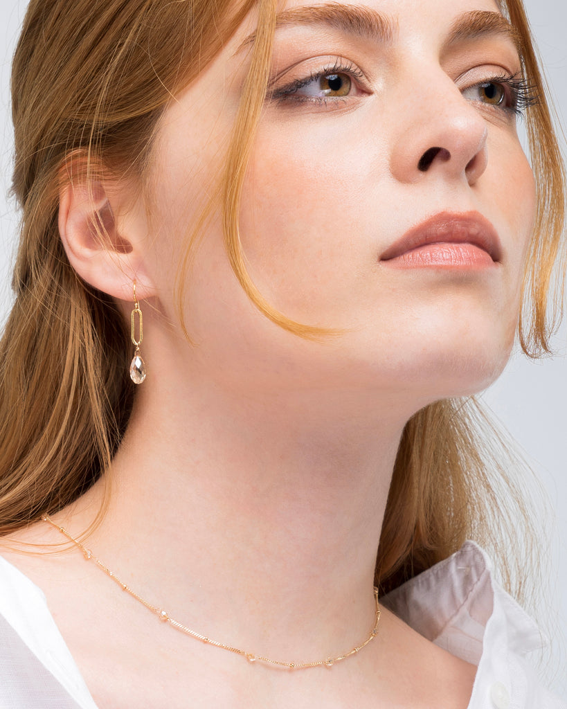 Citrine colored gold drop earrings