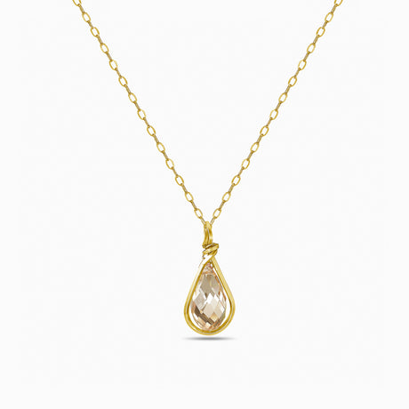 new drop citrine crystal gold pendant necklace by Desideri design