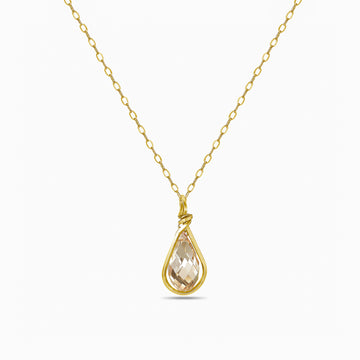 new drop citrine crystal gold pendant necklace by Desideri design