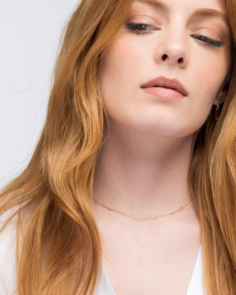 14k Gold satellite crystals necklace