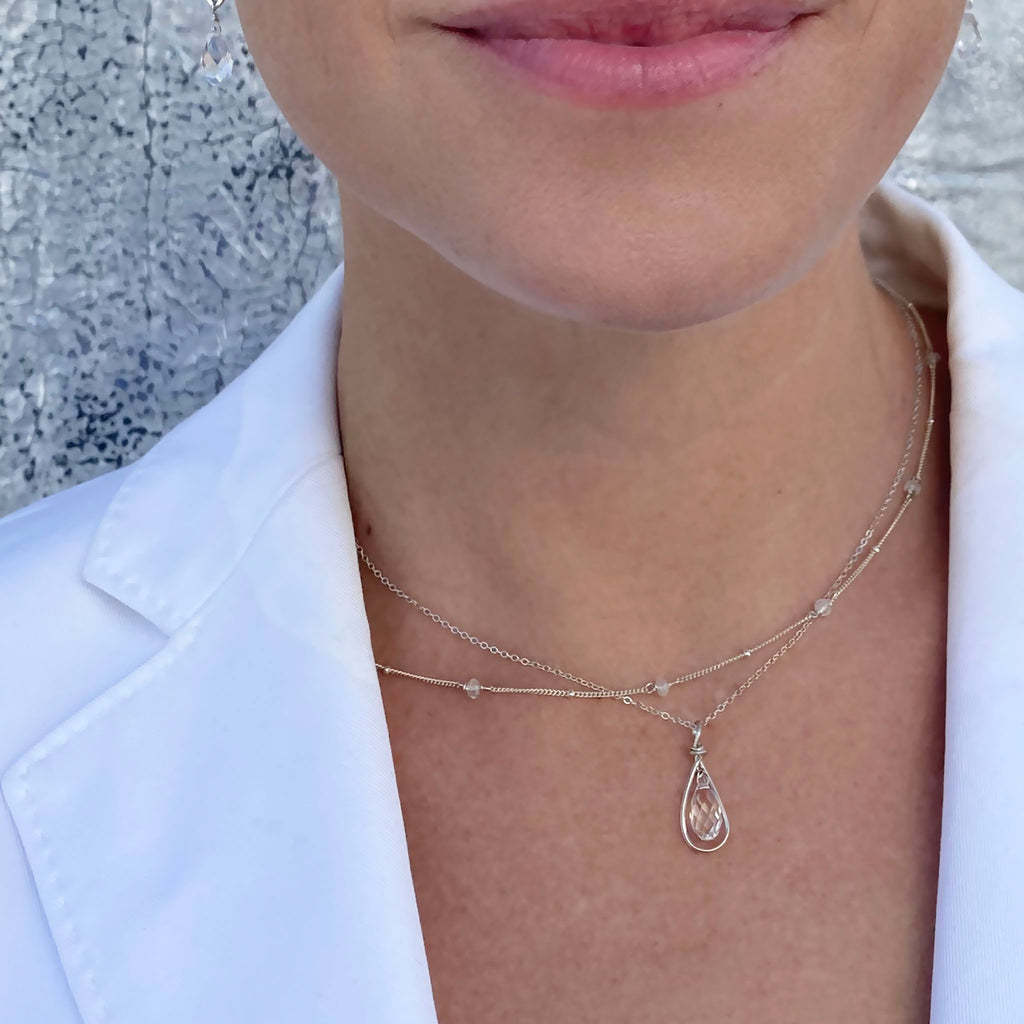 Desideri design Silver moonstone necklace