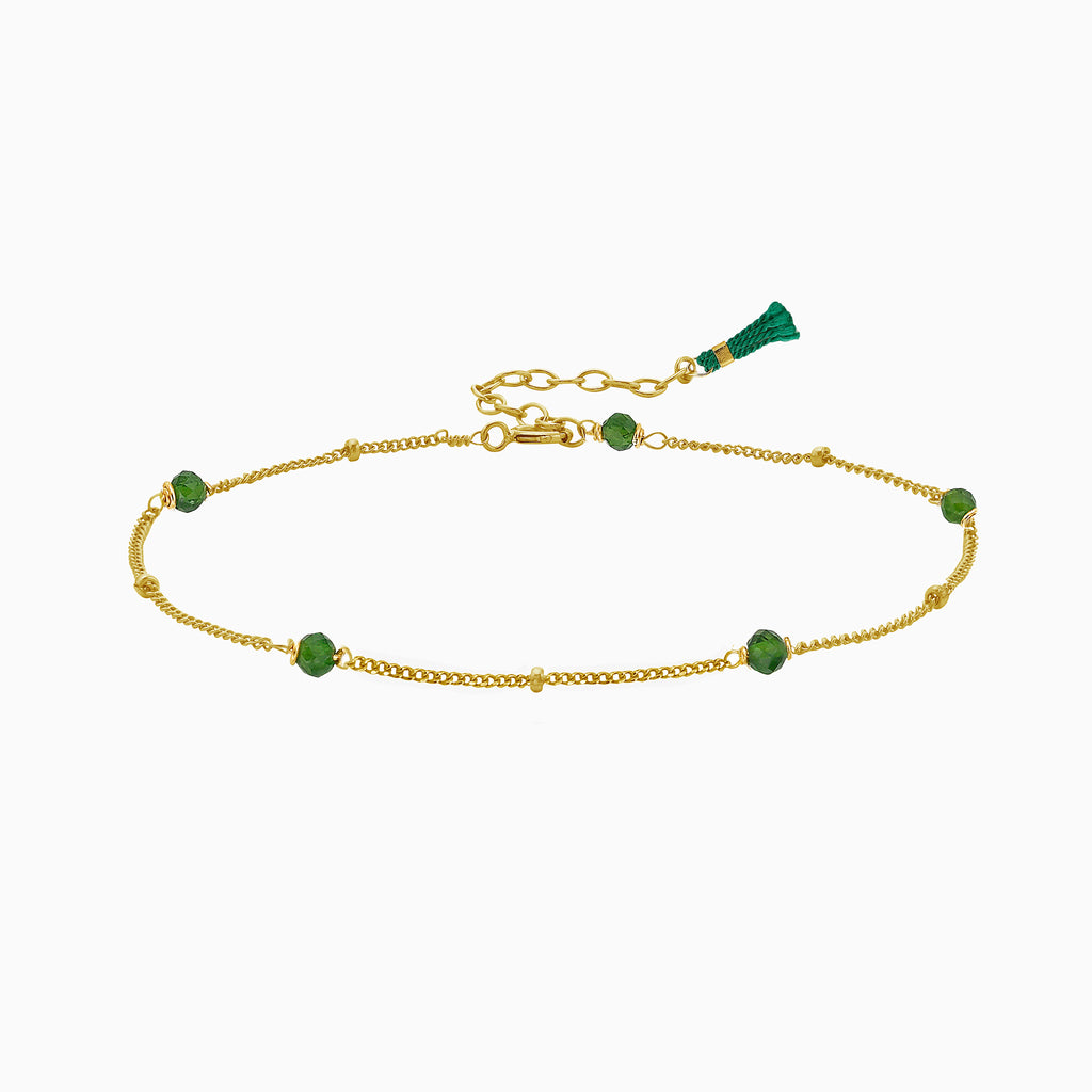 Satellite bracelet in Emerald green and gold by Desideri design