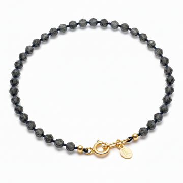 black diamond crystal necklace with gold clasp