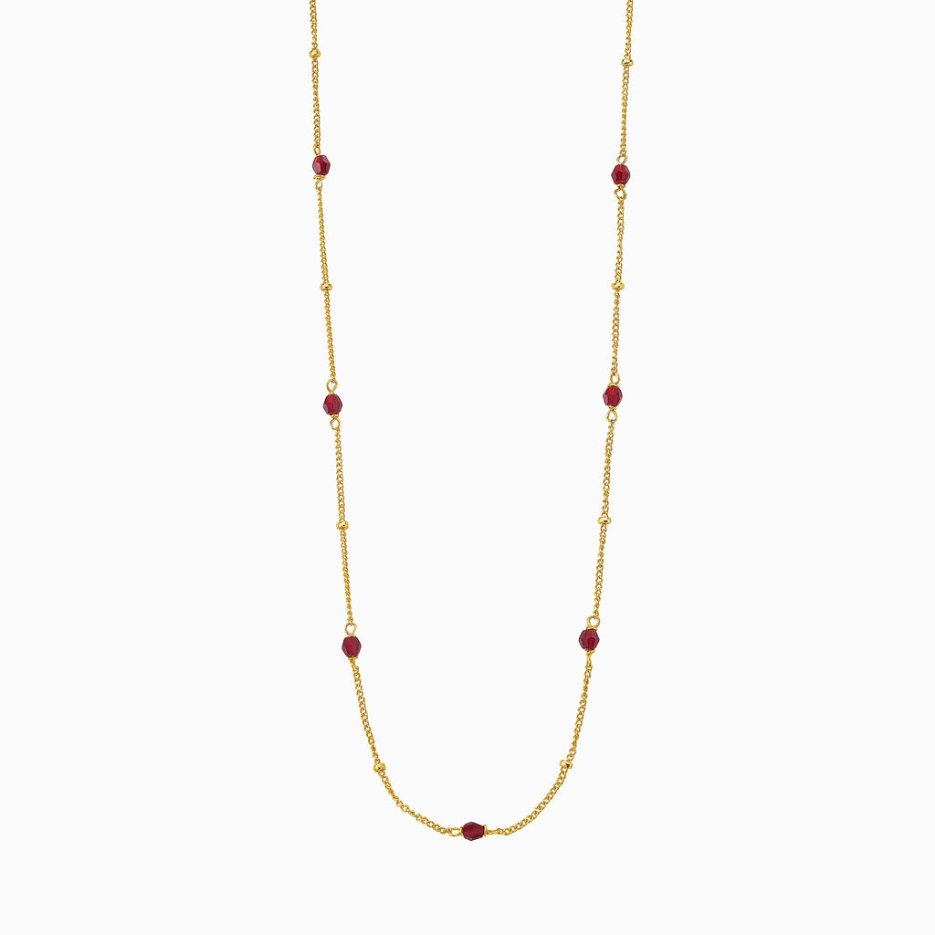 Ruby red satellite gold necklace by Desideri design