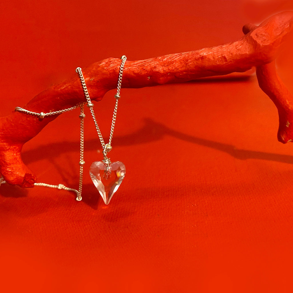 valentine's silver heart necklace