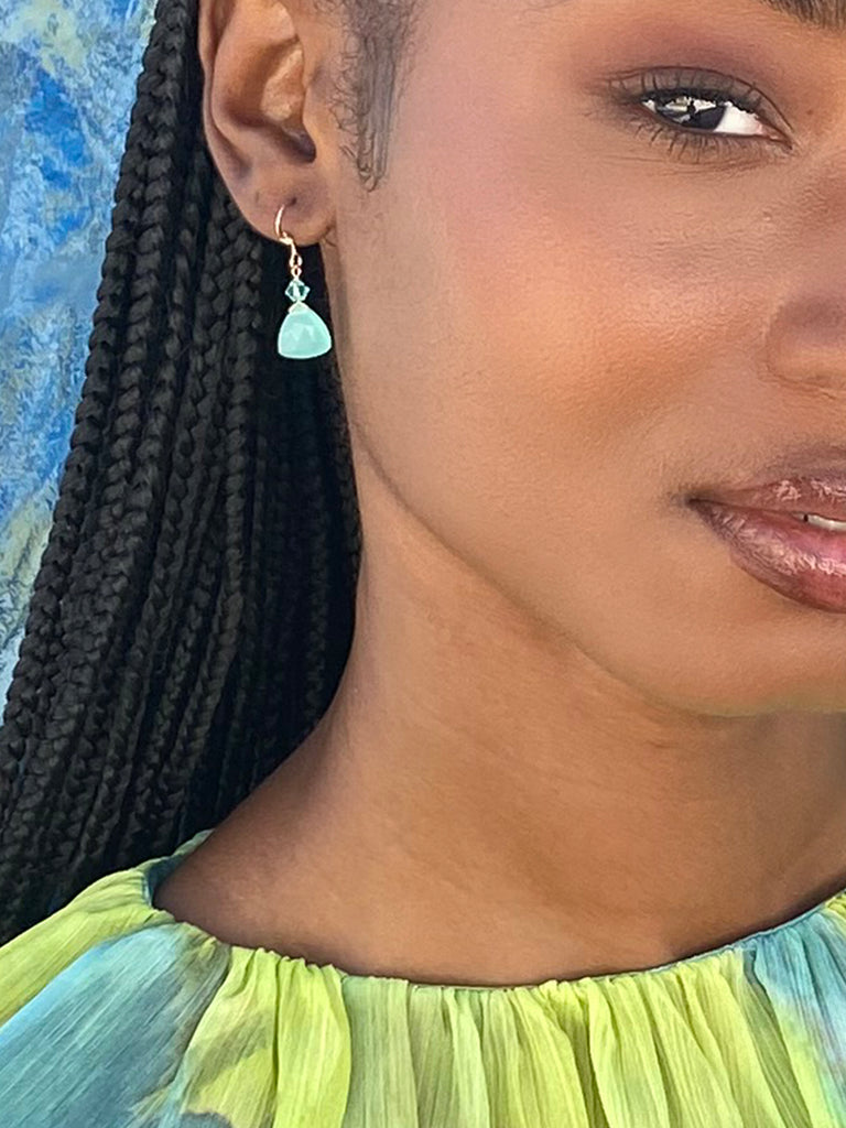 Calcedony Aqua green dangling earrings