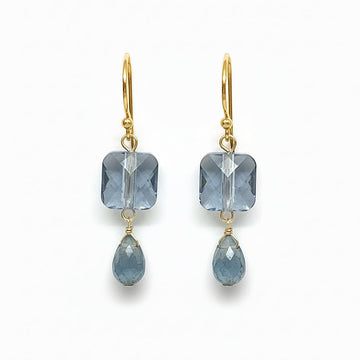 icy blue austrian crystals and labradorite gold earrings