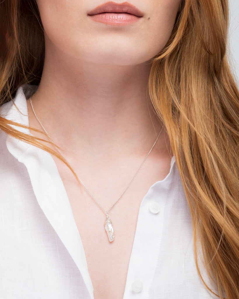 One of a kind freshwater pearl pendant organic shaped 