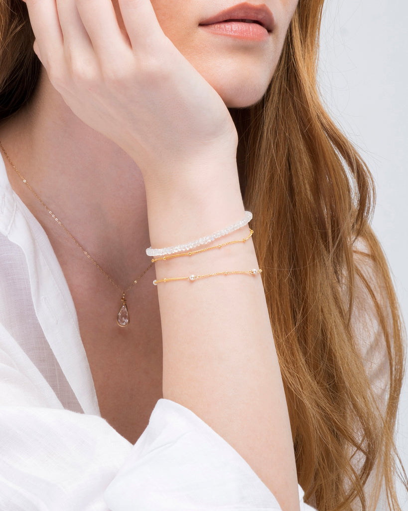 gold small moonstone bracelet by Desideri design