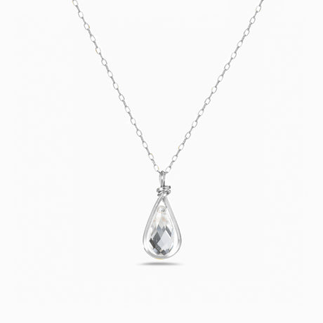 Sterling silver clear drop crystal necklace 