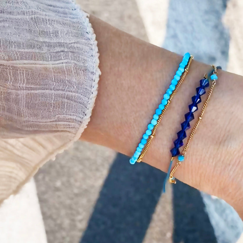 Turquoise and gold bracelets by desideri design 