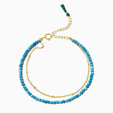 Turqoise and gold beads bracelets with tassel