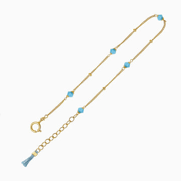 delicate gold and turquoise bracelet silk tassel