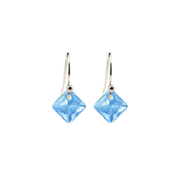 aquamarine crystals drop earrings in sterling silver
