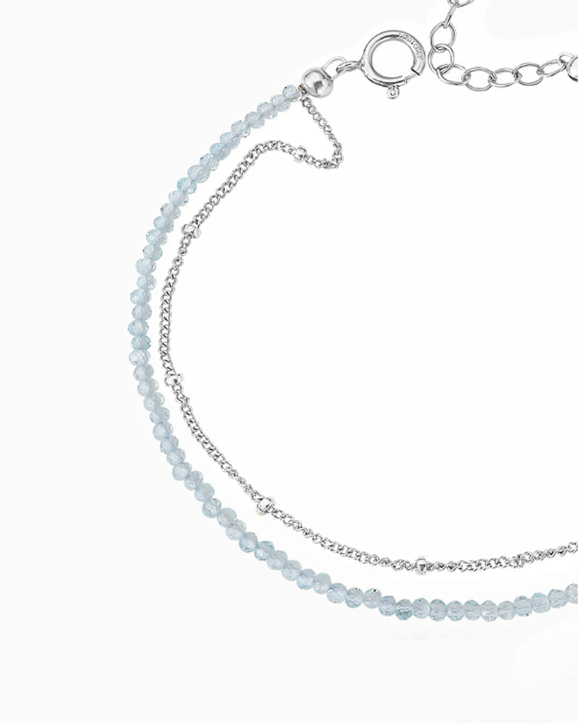 Delicate light Aquamarine silver bracelet by Desideri design