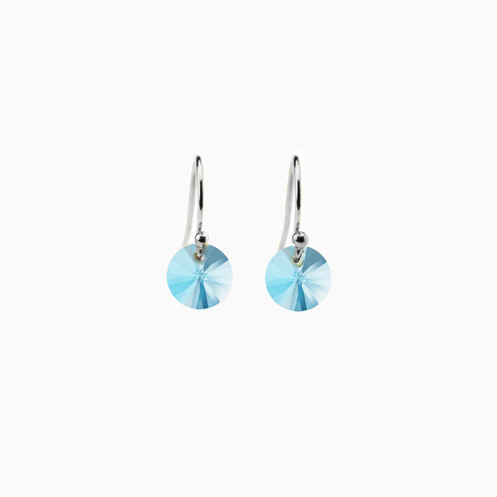 Aquamarine crystal drop earrings in sterling silver