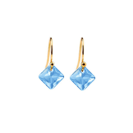 14k gold aquamarine crystals drop earrings