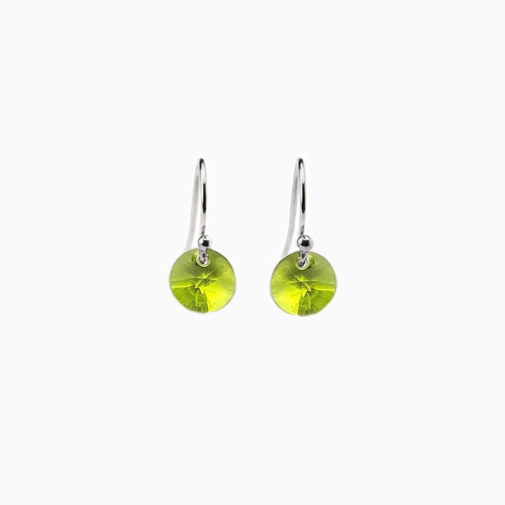 sterling silver citurs green dangling earrings