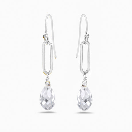 crystal clear and silver drops earrings