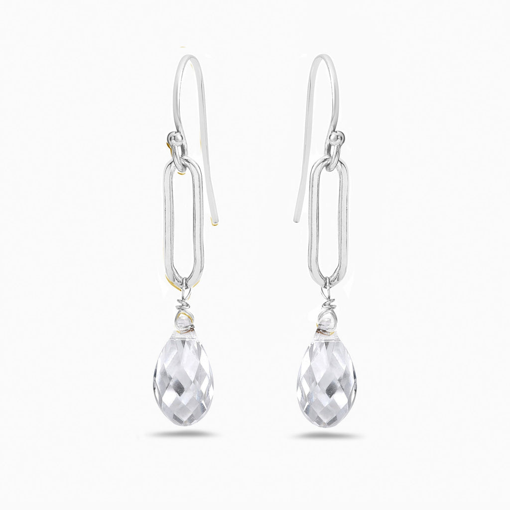 crystal clear and silver drops earrings