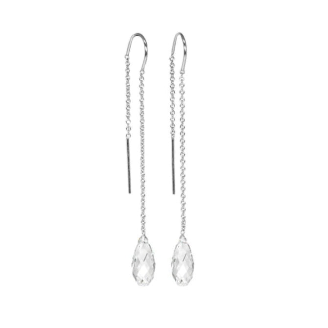 Sterling silver clear drops threader  long earrings