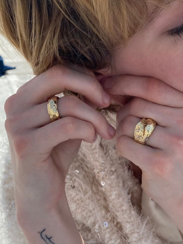 Desideri design organic shaped gold rings. fine jewelry