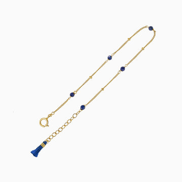 Lapis lazili blue gold bracelet with tassel