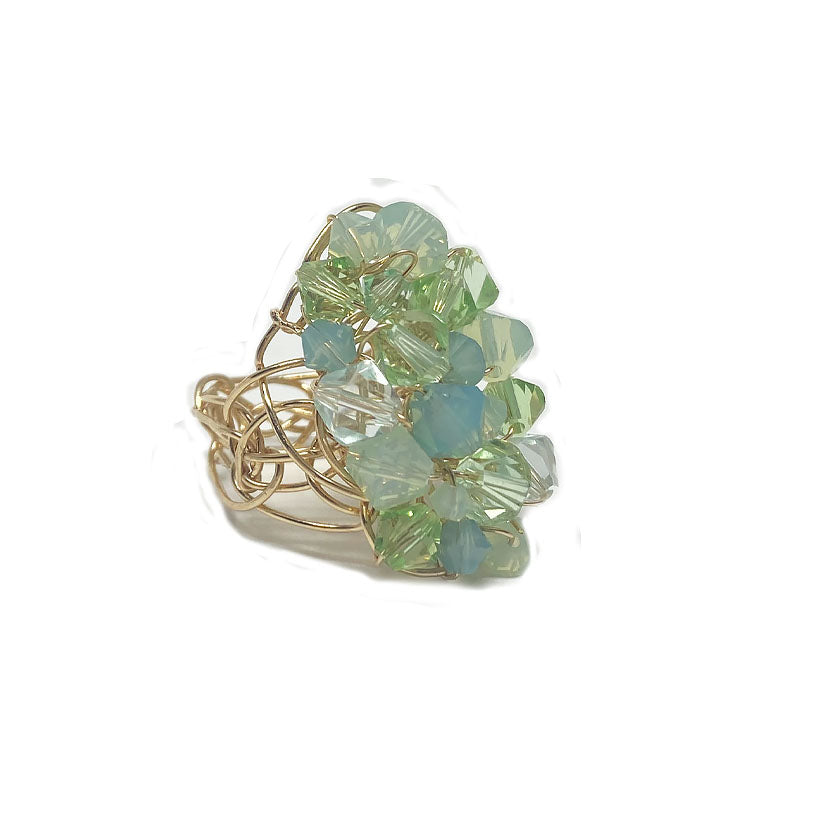 lime green cocktail ring on gold band