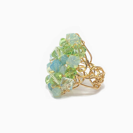 lime green crystals cocktail ring