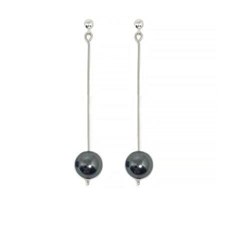 dark grey long pearl earrings
