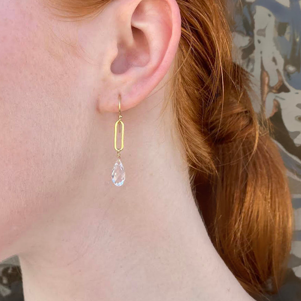 clear drop crystals earrings in gold filled