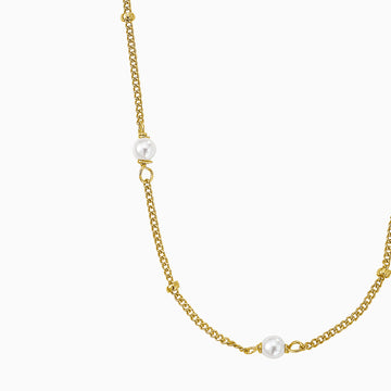 Delicate Satellite gold pearl necklace by Desideri design