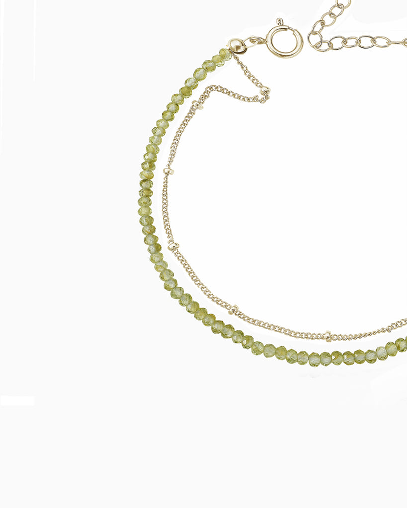 Peridot silver bracelet with tassel by Desideri design
