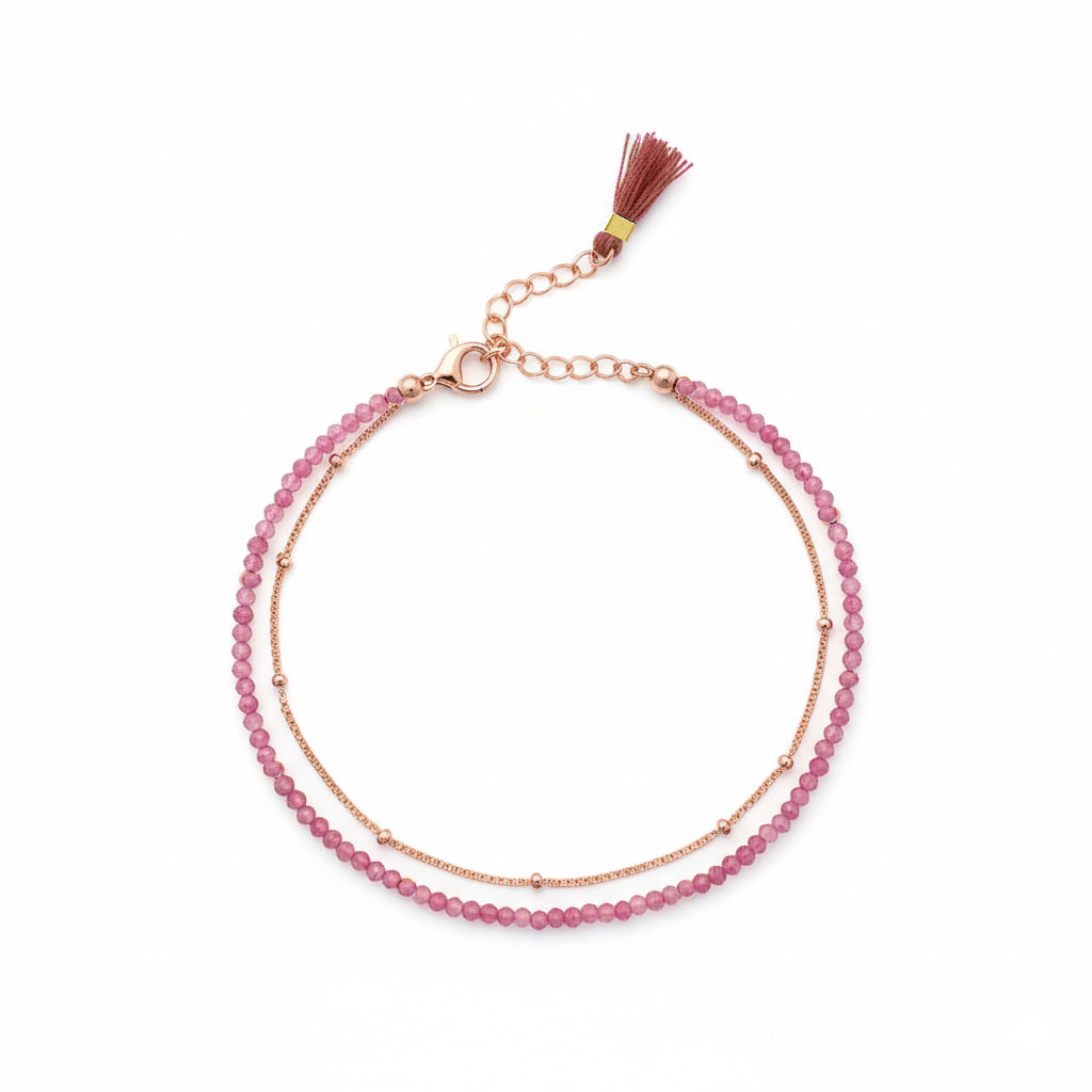 pink turmaline bracelet top view