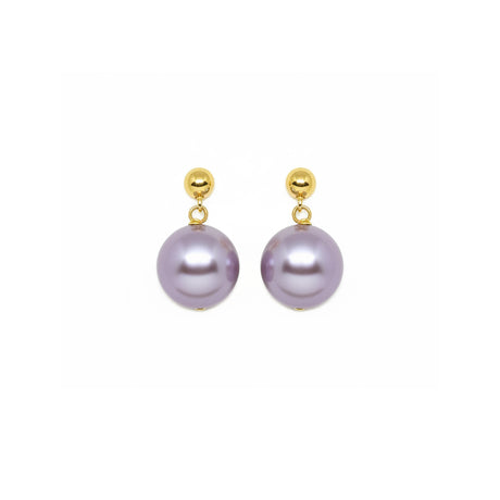 Purple drop pearl earrings gold or silver post.