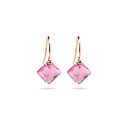 rose crystals dangling earrings  14k gold wire