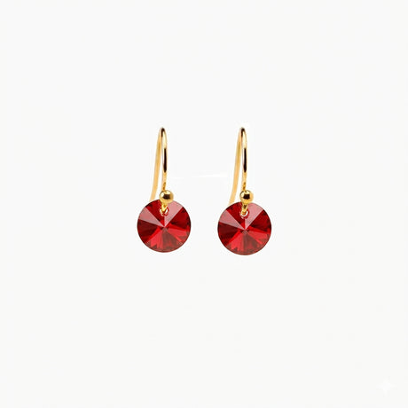 Valentines red earrings with gold and crystals