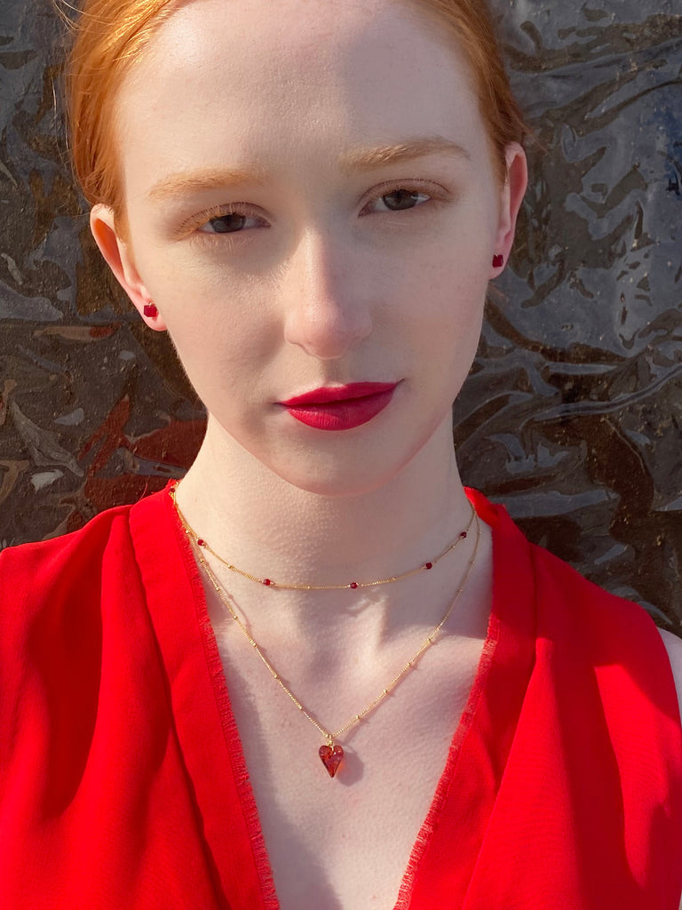 Red heart necklace. Valentine's jewelry gift