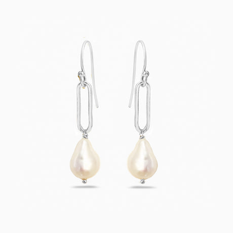 silver baroque pearls earrings