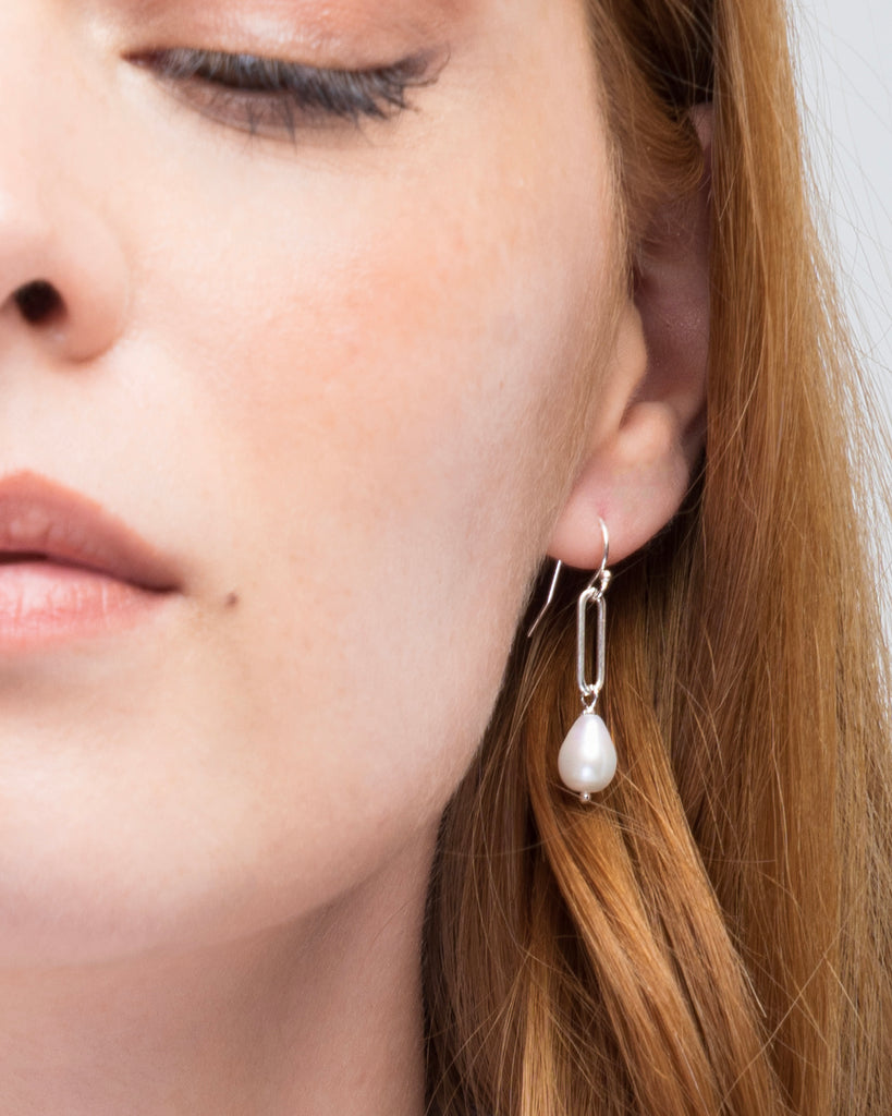 Silver pearls earrings baroque natural pearls