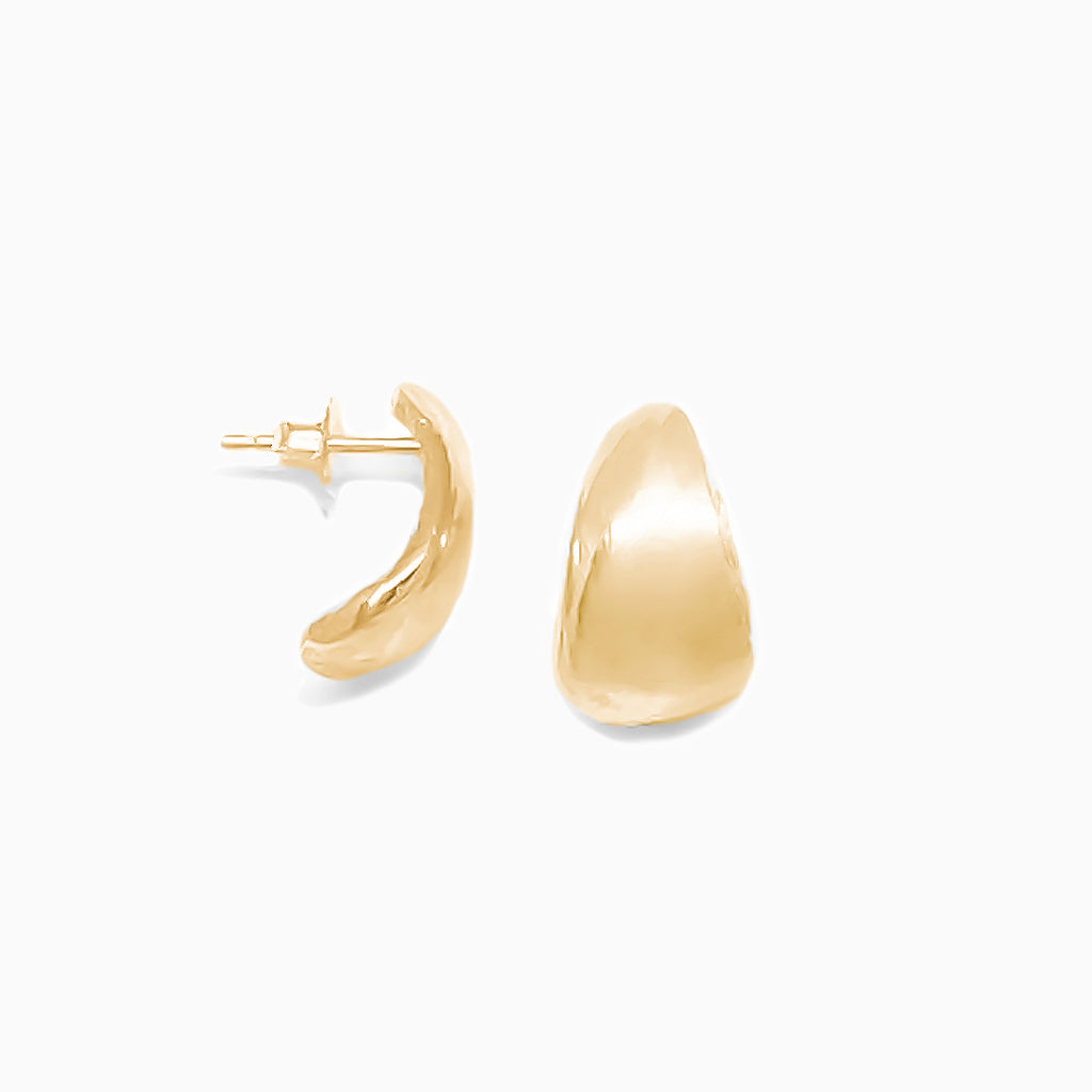 hugg earrings, gold bold earrings, 14k gold sculptural studs