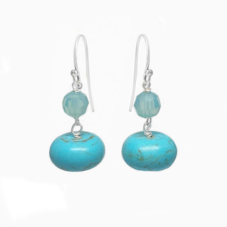 Turquoise and crystals silver earrings by Desideri design